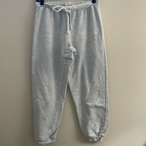 Jogger comfy size large light blue with some palm trees white faded with grey